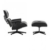 Vitra - Eames Lounge Chair - Fauteuil & voetenbank - leder Premium diepzwart/schaal es zwart/onderstel zwart/voetenbank: 63x56x42cm