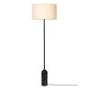 Gubi - Gravity Stehleuchte - leinen/schwarz/Lampenschirm Leinen/H 169cm, Ø 50cm/Gestell schwarzer Marmor
