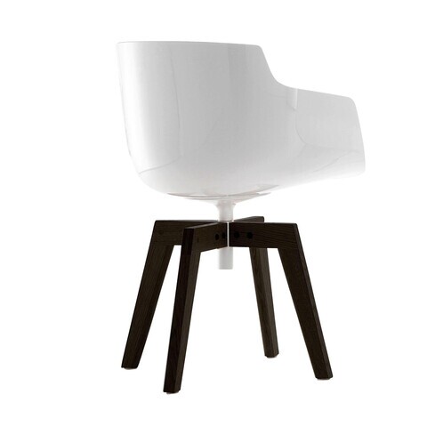 MDF Italia - Flow Slim - Fauteuil piètement chêne - blanc/piètement chêne/fonce