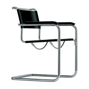 Thonet - S 34 Freischwinger Armlehnstuhl Kernleder