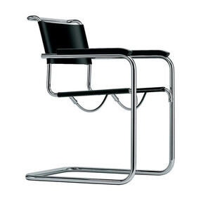 Thonet - S 34 Freischwinger Armlehnstuhl Kernleder