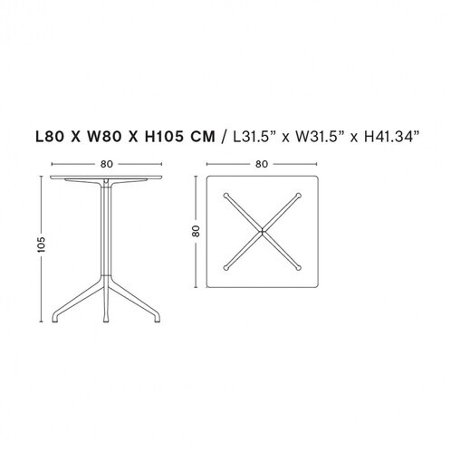 HAY - About a Table AAT15 Stehtisch 80x80cm - Strichzeichnung