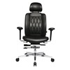 Wagner - AluMedic Limited S Office Chair - black/cover leather/star base polished aluminium/with wheels for hard floors