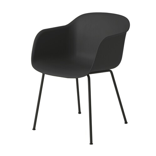 Muuto - Fiber Chair Armchair With Tube Base - black/frame black/54.5x76.5x55cm
