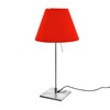 Luceplan - Costanzina Table Lamp With Base - primary red/frame aluminium/foot 14cmx14cm