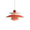 Louis Poulsen - PH 5 Mini Pendelleuchte - rot/matt lackiert/Verbindungsstäbe orange/H 16cm/Ø 30cm
