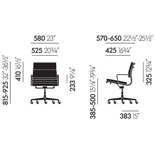 Vitra - Soft Pad Chair EA 217-Chaise de bureau chrome - dessin au trait