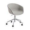 HAY - About a Chair Armlehnstuhl höhenverstellbar - grau/Stoff Remix 123/Gestell aluminium glänzend/mit weichen Rollen/ H: 74,5-87,5cm