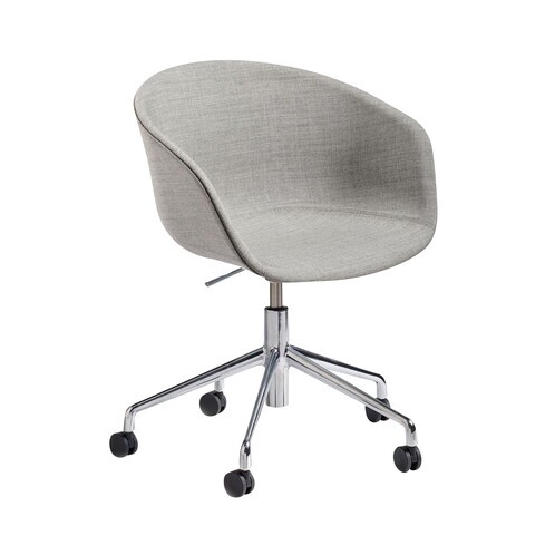 HAY - About a Chair Armlehnstuhl höhenverstellbar - grau/Stoff Remix 123/Gestell aluminium glänzend/mit weichen Rollen/ H: 74,5-87,5cm