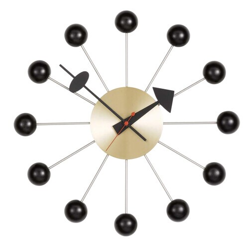 Vitra - Ball Clock Nelson - black/brass/wood/Ø33cm