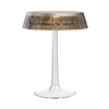 Flos - Bon Jour LED Tischleuchte chrom matt - transparent/rauchgrau/Schirm: Kunststoff/H 41cm/ Ø 31,6cm/Gestell transparent/chrom matt