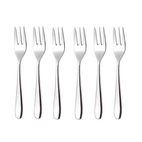 Alessi - Nuovo Milano Pastry Fork Set Of 6 - stainless steel/glossy polished/L 16 cm