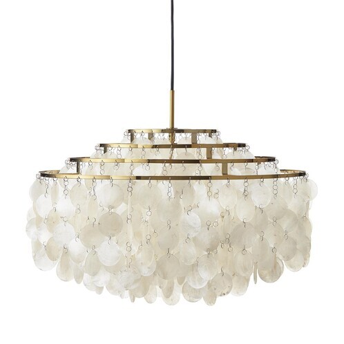 VerPan - Fun 10DM - Suspension - laiton/poli/câble noir/H 38cm/Ø 57cm