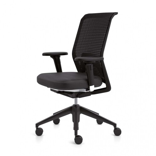 Vitra - ID Mesh Office Chair - nero black/frame basic dark/Silk Mesh/Diamond Mesh/with tilting seat + seat depth regulation/incl. 2D armrests/with soft wheels