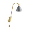 Gubi - Bestlite BL6 Wandleuchte - grau/matt/H 57cm, Ø16cm/Gestell Messing