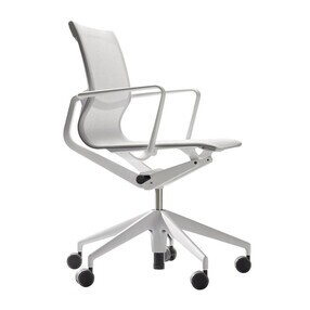 VITRA poltrona da ufficio EA 219 Soft Pad Group (Nero con rotelle morbide -  Pelle e alluminio cromato) 