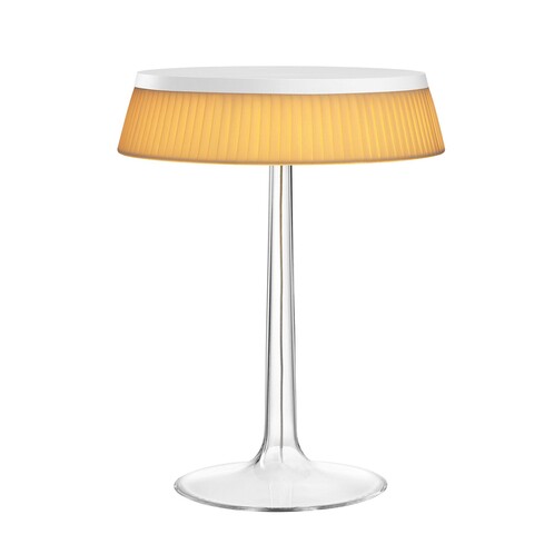 Flos - Bon Jour LED Tischleuchte weiß - weiß-beige/Schirm: Stoff/H 41cm/ Ø 31,6cm/Gestell transparent/weiß