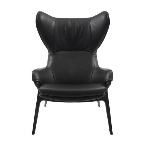 Cassina - P22 Patrick Norguet Ohrensessel - schwarz/Leder Scozia 13X606/Gestell matt schwarz RAL9005/79x112x87cm