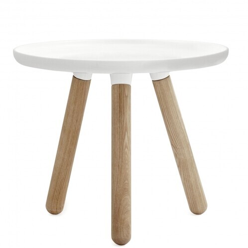 Normann Copenhagen - Tablo Beistelltisch Ø50cm - weiß/Gestell esche
