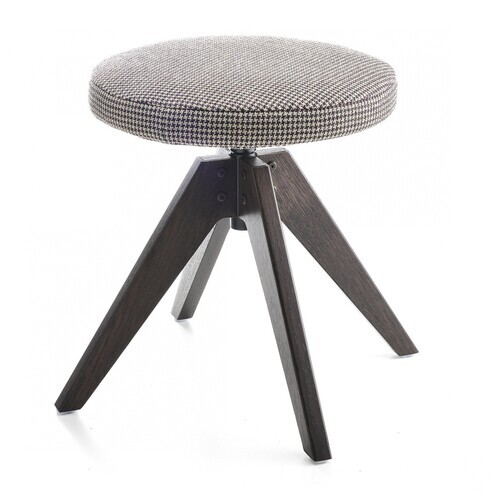 MDF Italia - Flow Pouf/Hocker gepolstert 48cm - kariert/Gestell Eiche dunkelbraun/Stoff William 423005/Sitzhöhe 44 cm
