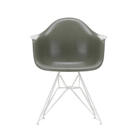 Vitra - Chaise avec accoudoirs Eames Fiberglass DAR structure blanc
