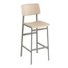 Muuto - Loft Bar Stool 75cm - dusty green/oak/seating oak/WxHxD 42,5x108,5x49cm/base: powder coated steel