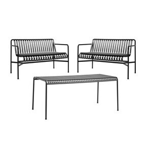 HAY - Palissade tuinset tafel + 2 dining tuinbanken met zitkussen