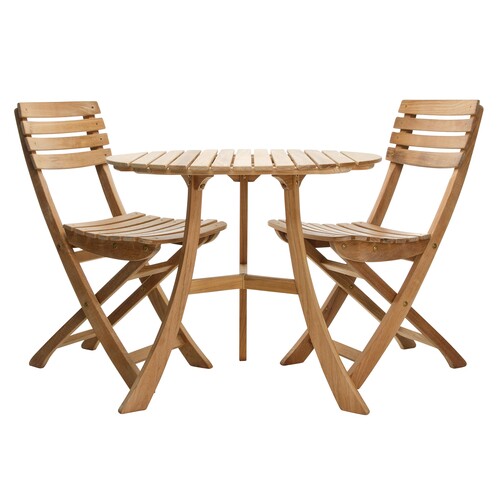 Skagerak - 1 Vendia Table + 2 Vendia Garden Chairs - teak/table Ø 75cm