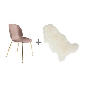 Gubi - Chaise structure laiton + peau Set promo Beetle Dining Chair