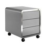 müller möbelfabrikation - Highline R20 - Caisson mobile  - blanc signal RAL 9003/finition satinée/avec 3 tiroirs/verrouillage centralisé/bord en acier inoxydable poli/46x56.5x54cm