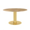Gubi - 2.0 Dining Table Tisch Gestell Messing Ø130cm - eiche/Tischplatte Eiche/H 72,5cm, Ø 130cm/Gestell Messing