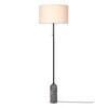 Gubi - Gravity Stehleuchte - leinen/grau/Lampenschirm Leinen/H 169cm, Ø 50cm/Gestell grauer Marmor
