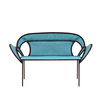 Moroso - Banjooli 2-Sitzer Sofa - türkis/oxid/handgeflochten/Fußgleiter aus PVC/143x88x72cm/Gestell Stahl lackiert