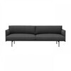 Muuto - Outline Sofa 3 Sitzer - anthrazit/Stoff Kvadrat Remix 163/BxHxT 220x69.5x84cm/Gestell Aluminium schwarz: pulverbeschichtet