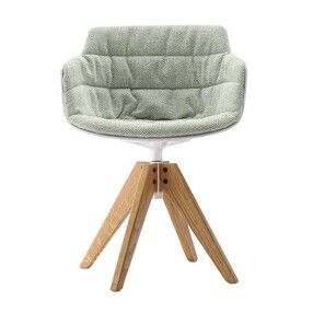 MDF Italia - Flow Slim armleunstoel onderstel eiken VN gepolsterd