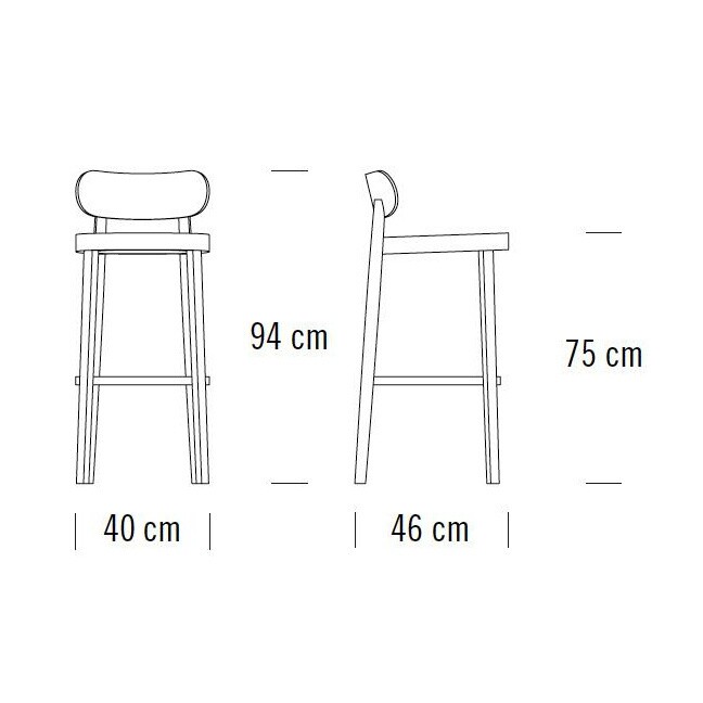 Thonet 118 MH Bar Stool with Moulded Seat 94cm | AmbienteDirect