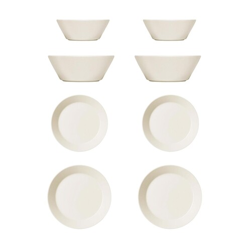 iittala - Teema Plates Set of 8 - white/x Ø26cm flat/ 2x Ø21cm flat/2x Ø21cm deep/ 2x Ø15cm deep