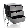 Kartell - Mobil 3 with wheels - fumé/opaque/frame chrome