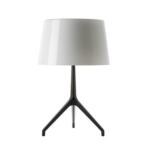 Foscarini - Lumiere XXS Chrom Tischleuchte - weiß/Gestell chrom-schwarz/H 40cm/Ø 26cm