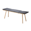 Skagerak - Georg - Banc - chêne/galette d'assise gris foncé/avec galette en laine & sangles en cuir/124x38x45cm