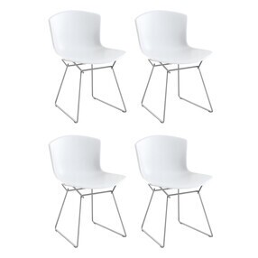 Knoll International - Bertoia Plastic Stuhl Gestell verchromt 4er Set