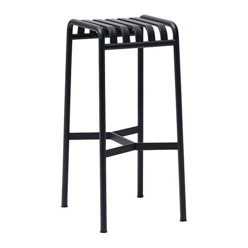 HAY Palissade schwarzer Barhocker aus Metall mit elegantem Design für Außenbereiche, stabil und modern. - Palissade Barhocker 78cm
