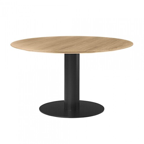 Gubi - Gubi 2.0 Dining Table Tisch Gestell schwarz Ø130cm - eiche/Tischplatte Eiche/H 72,5cm, Ø 130cm/Gestell schwarz: pulverbeschichtet