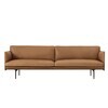 Muuto - Outline Sofa 3 Sitzer - Cognac/Leder Cognac/BxHxT 220x69.5x84cm/Gestell Aluminium schwarz: pulverbeschichtet