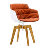 MDF Italia - Flow Slim - Fauteuil capitonné piètement chêne  - rouge/coque blanc/piètement chêne/étoffe Londra R312 Col. 023