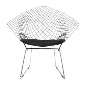 Knoll International - Bertoia Diamond fauteuil met zitkussen