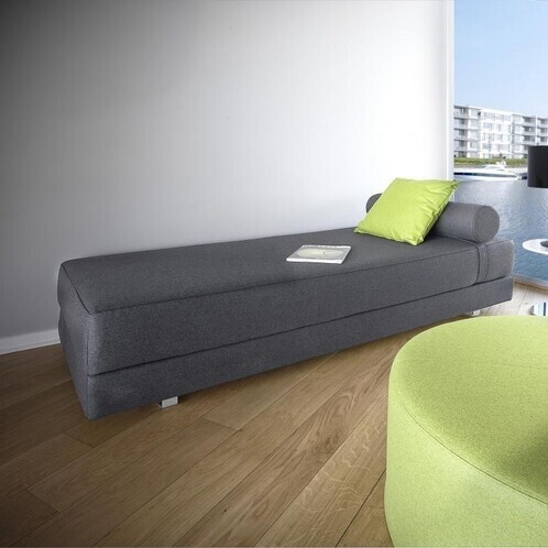 Softline - Lubi Sofa Bed / Day Bed - anthracite/cord edge black/fabrics felt 610/with innerspring mattress/incl. bolster