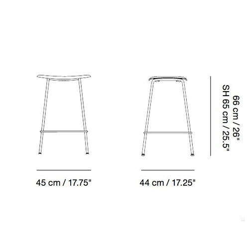 Muuto - Fiber Bar Stool 65cm - line drawing