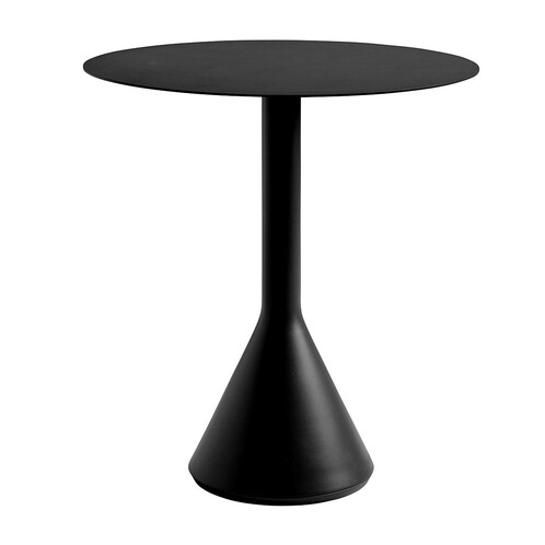 HAY Palissade Kollektion schwarzer runder Tisch aus Metall, minimalistisches Design, für Innen- und Außenbereich geeignet. - Palissade Cone Gartentisch Ø70cm