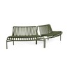 Grüne HAY Palissade Outdoor-Lounge-Sitzmöbel aus Metall mit elegantem Design auf weißem Hintergrund. - Palissade Dining Park Sitzkissen Out/Out 2er Set